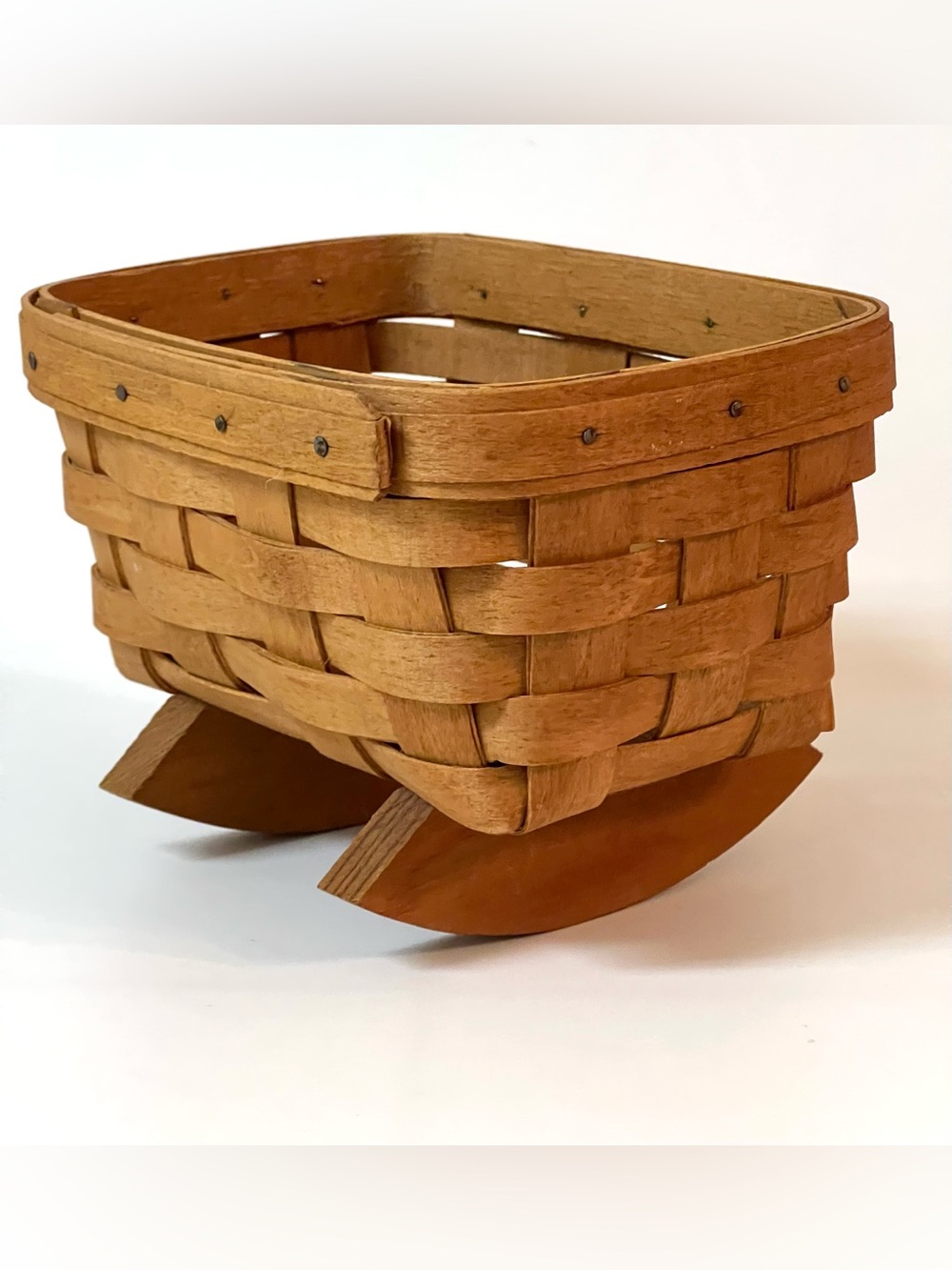Longaberger Woven Small Rocking Basket Baby Doll Cradle 1992 USA 6.5 in